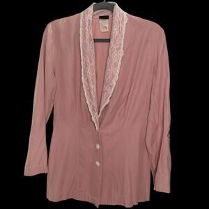 Vintage Pink‎ with White Lace Blazer Size S
